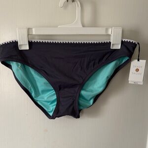 Shade & Shore Black Bikini Bottom with Aqua Lining